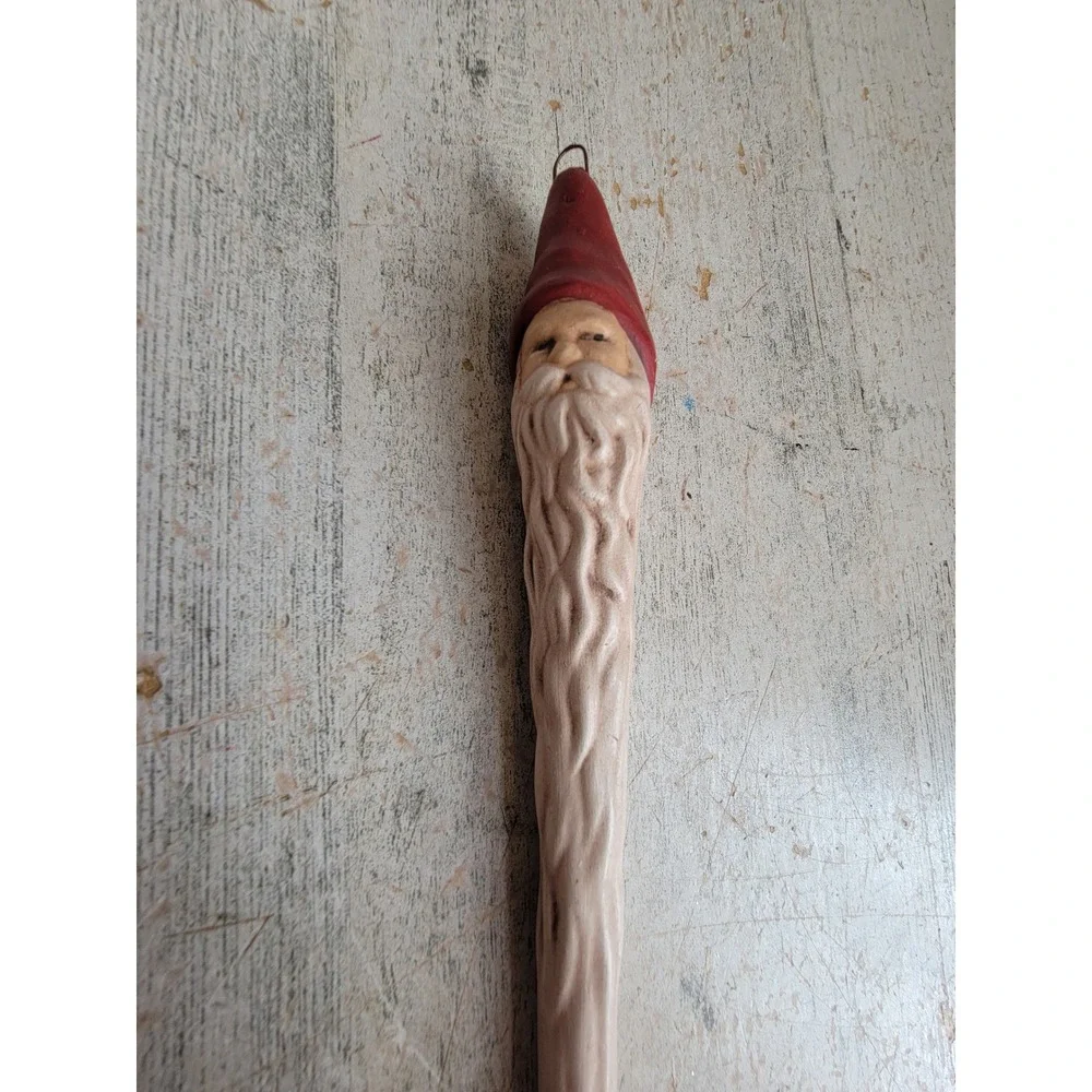 Vintage sickle Santa Claus ceramic long ornament Xmas unique home decor
